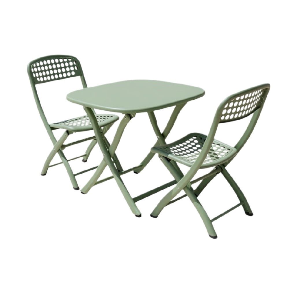 "Compacte Vouwset: Tafel en Stoelen in Groen"
