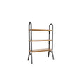 Eenvoudige houten open boekenkast met metalen frame